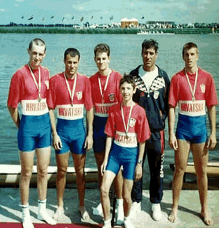 Nations cup 1995 - Groningen, treće mjesto, Danijel Linić(TRE), Antonio Buča, Vjekoslav Bobić, trener Romano Bajlo, Marko Dragičević, korm. Mićo Mikulić(TRE)
